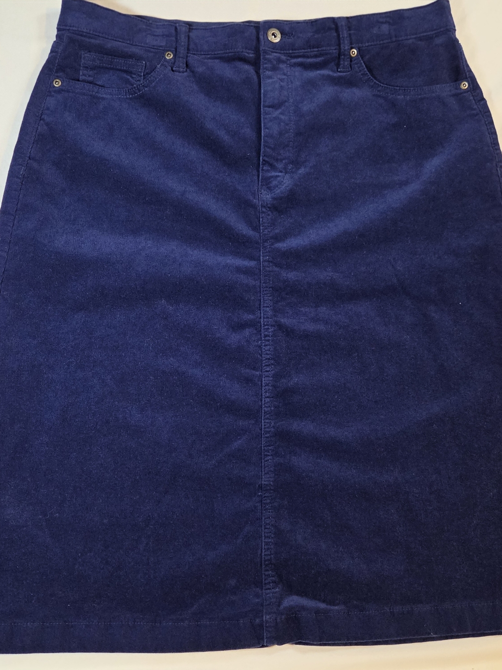 St. John's Bay Deep Navy Corduroy Midi Skirt Size 16